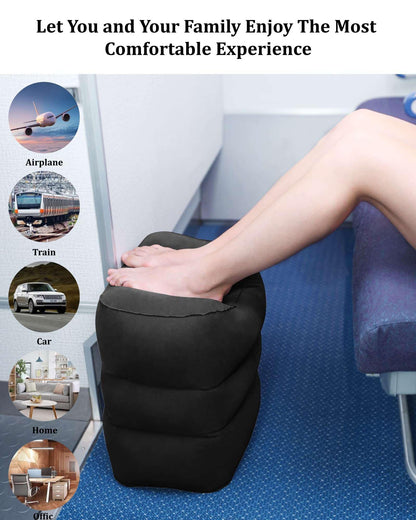 Inflatable Travel Foot Rest Pillow,Airplane Travel Pillow, Office Footrests, Adjustable 3 Layers Height Leg Rest Pillow
