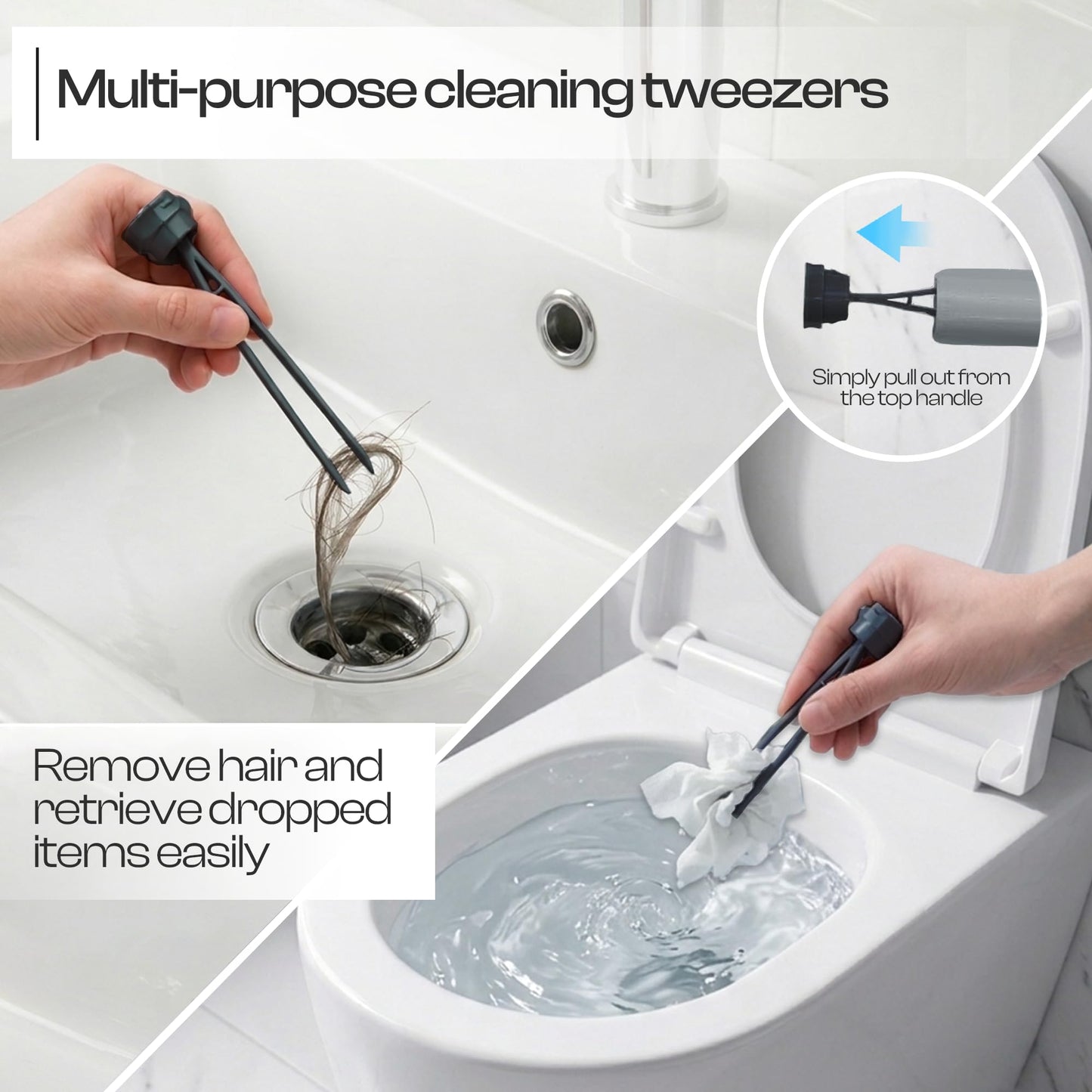 Silicone Toilet Brush and Holder Set, Loo Brush with Hidden Tweezers.