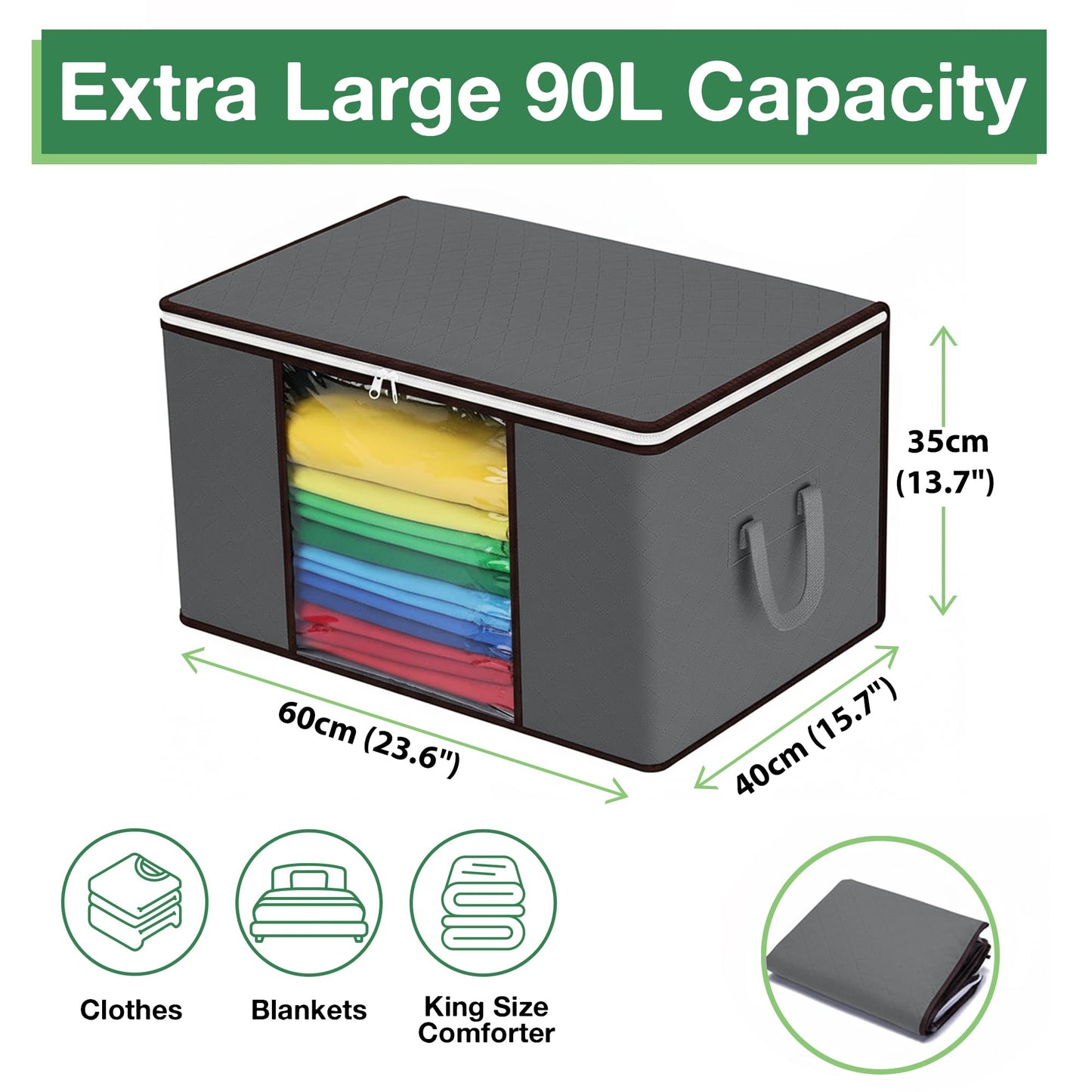 MORIVO 4 Pack 90L Under Bed Storage Bags, Underbed Storage Boxes with Lids