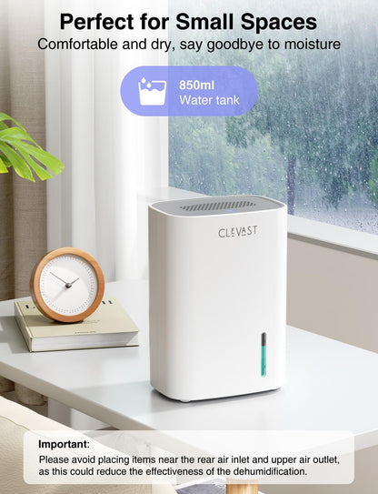 CLEVAST Small Dehumidifier for Home, 850ml Electric Dehumidifier with Ultra Quiet & Auto Shut off, Portable Mini Dehumidifiers for Bedroom, Bathroom,