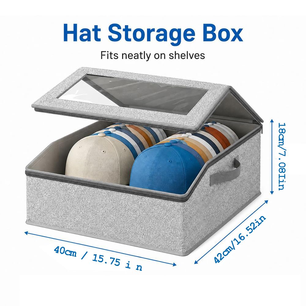 Wotendy Hat Storage for Baseball Caps, Holds Up to 24 Caps, Grey