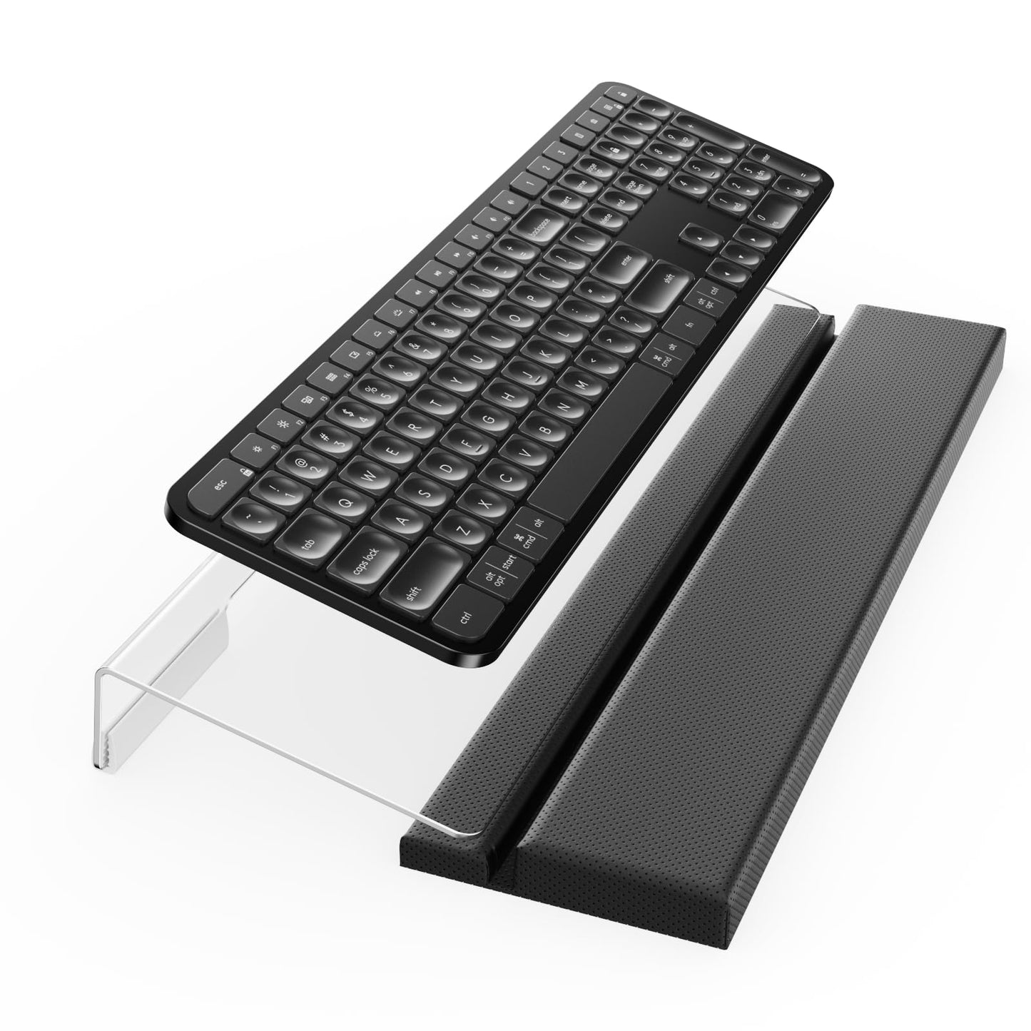 Tilted Keyboard Stand w/Wrist Rest - Klearlook Angle Adjustable Keyboard Riser for Desk, 16.9x7.3in Ergonomic Acrylic Computer Keyboard Holder