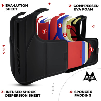 RDX Chest Guard, MMA Kickboxing Muay Thai Boxing Body Protector, Sparring Training Heavy Punching, KARA Adjustable Strike Shield, Martial Arts Upper
