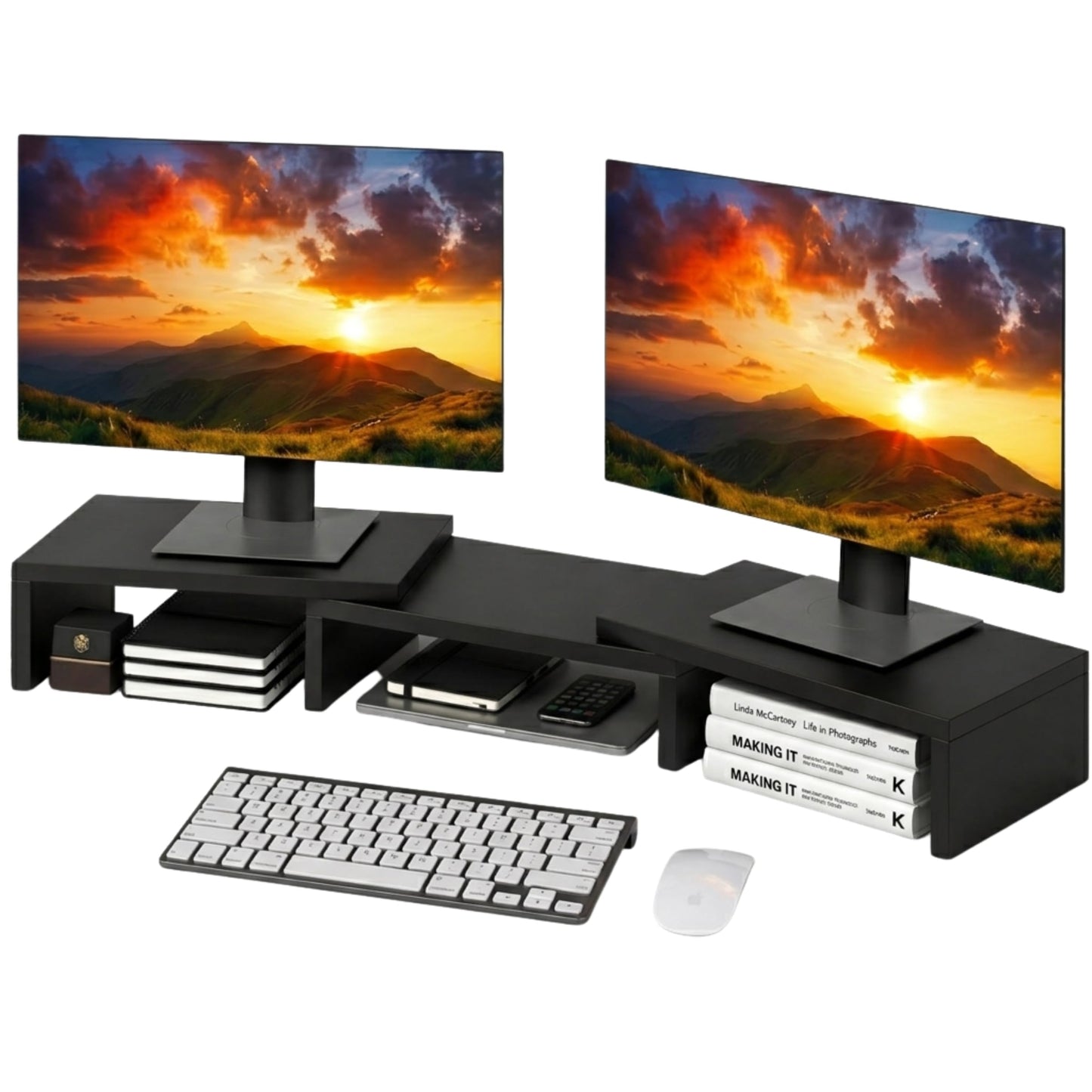 ComfortCove Dual Monitor Stand Riser, Monitor Stand, Black