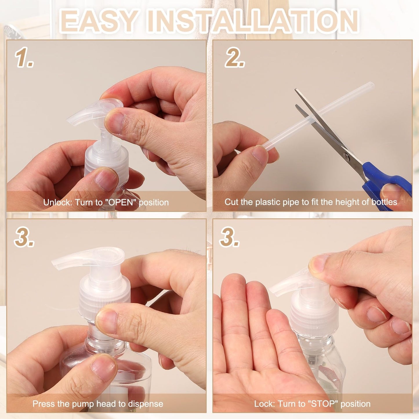 sourcing map 8 Pcs Soap Dispenser Pump Heads Soap Dispensers Top Pumps Replacement Switch Pumphead for Standard 24/410 Neck Size Lotion Shampoo