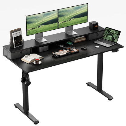 Klicelor Electric Height Adjustable Desk, with 2 Fabric Drawers, 120x60cm