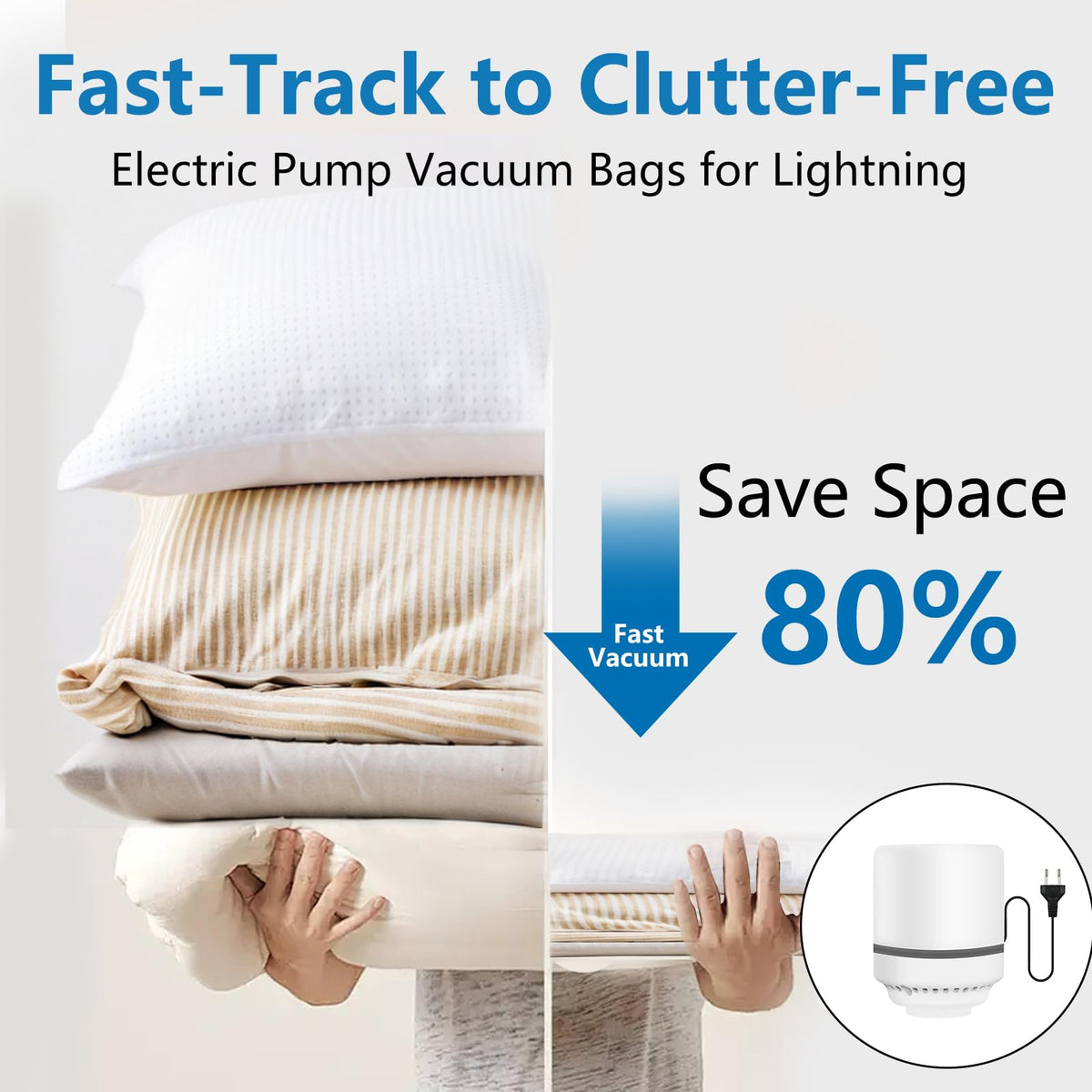 Vacuum Storage Bags with Electric Air Pump, 9 Pack Vacuum Bags