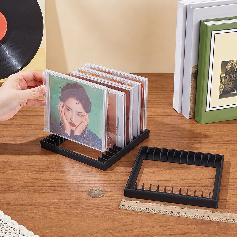 PH PandaHall 2pcs 12 Slots Cassette Tape Storage Organizer Rack Plastic Audio Cassette Tape Holder Black Tapes Organizer Rack for Home Office Studio