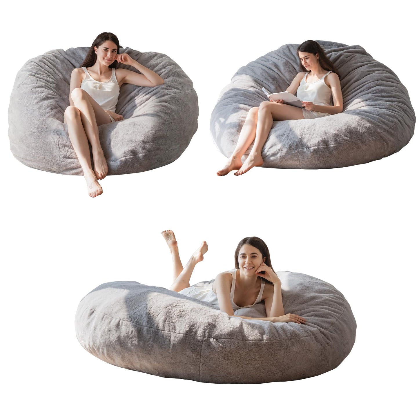 MAXYOYO Bean Bag Bed - Convertible Folds from Bean Bag Chair to Bed - Large Sofa with Plush Cover and Fluffy Filling Included for Adult, Guest