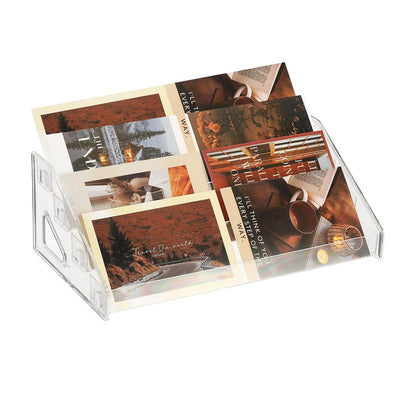 PATIKIL 4 Tier Acrylic Card Display Stand, Portable Postcard Rack Holder Organizer Versatile Display for Trading Cards Baseball PSA Stickers Stamp