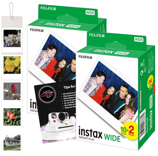 Clikoze Instant Camera Film Bundle with Fujifilm Wide Film x40 Shots, Wall Hanging Fujifilm Wide Photo Album and Instant Photography Tips Card