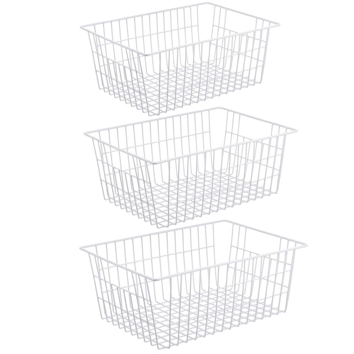 iPEGTOP Metal Wire Stroage Baskets, Large Freezer Refrigerator Organizer Bins, Home Office Shelf Freezer Storage for Bathroom, Pantry
