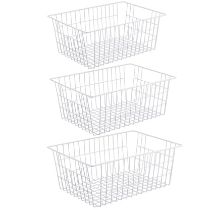 iPEGTOP Metal Wire Stroage Baskets, Large Freezer Refrigerator Organizer Bins, Home Office Shelf Freezer Storage for Bathroom, Pantry