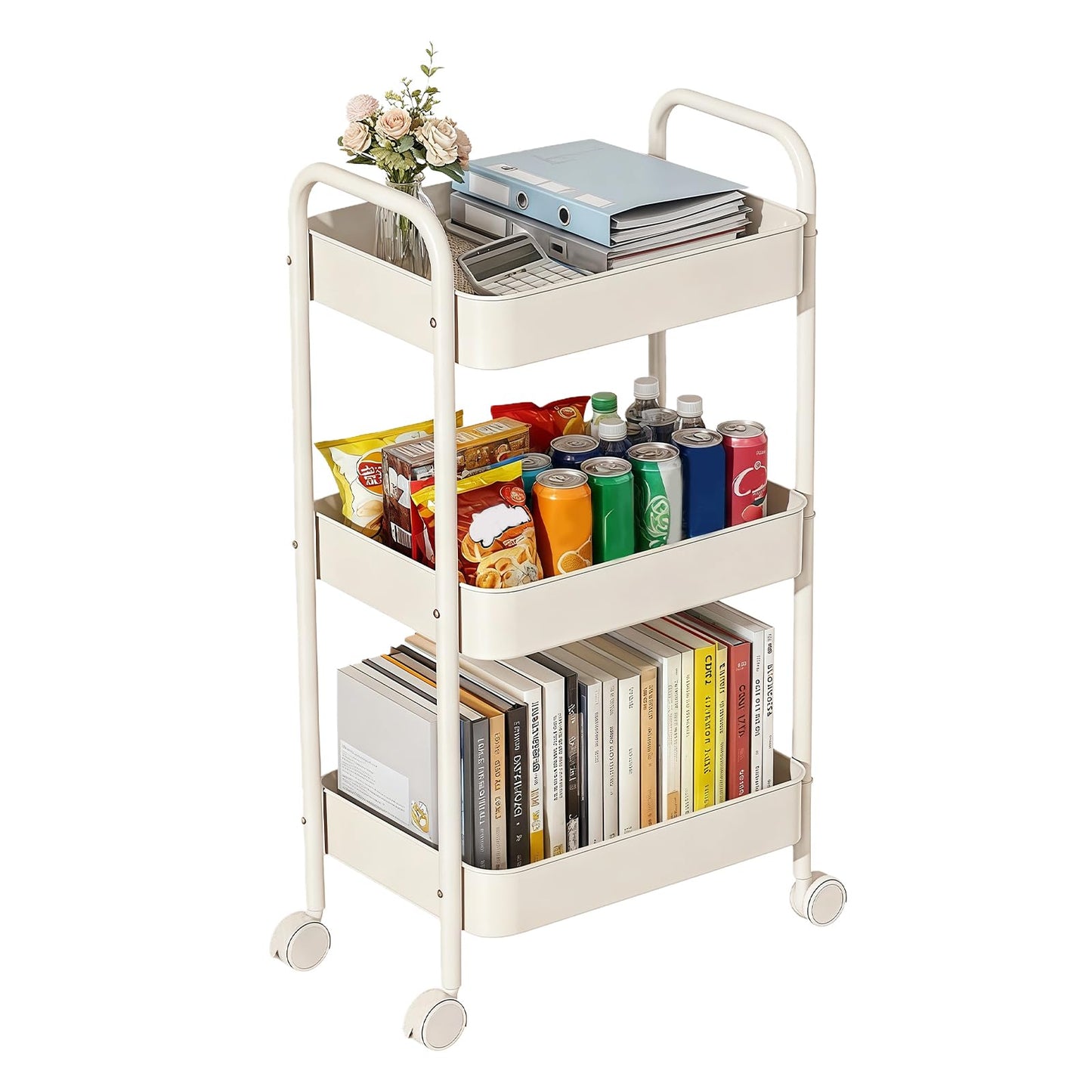 CHUNGG Bathroom Storage 3 Tier Beauty Trolley on Wheels, Kitchen Cart Drawers on Wheels
