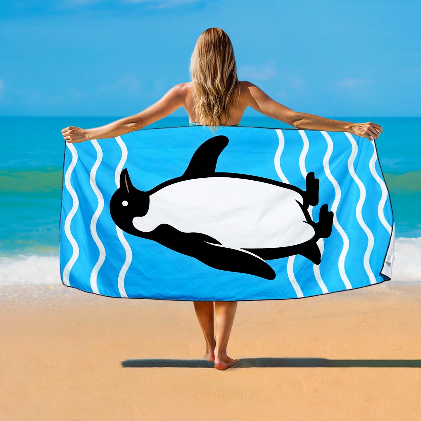 Violetpos 2 Pack Extra Large 180x90 cm Beach Towels, 250GSM Premium Microfibre, Sand Free Quick Dry Lightweight