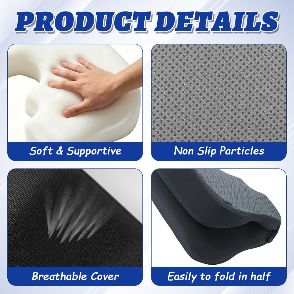 Wxeadu T-Shaped Bed Sore Cushions for Bottom, Memory Foam Bedsore Pressure Relief Pillow for Sleeping and Sitting, Foldable Tailbone Pillow