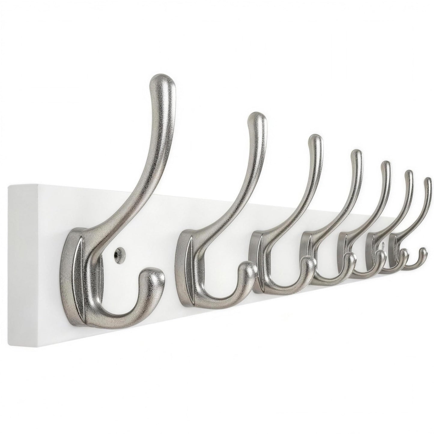 HONSKY Wall Coat Rack - 7 Double Hooks (50cm) | Wooden & Metal Towel/Coat Hanger for Entryway, Bathroom, Bedroom, Garage | Easy Install