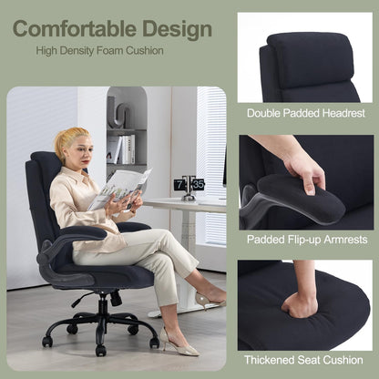 CASTLOVE Fabric Office Chair Ergonomic Desk Chairs for Home Office, Black