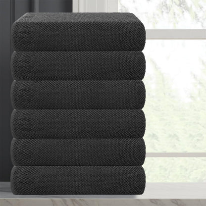 CASA COPENHAGEN Popcorn Textured 6-Piece Small Bath Towel Set - Pine Grey, 550 gsm, 6-piece small bath towels, cotton towels for rough and tough use