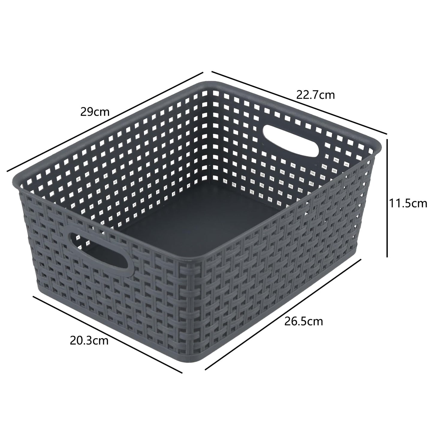 Doryh Plastic Woven Storage Basket, Grey Cupboard Storage Baskets, 4-Pack