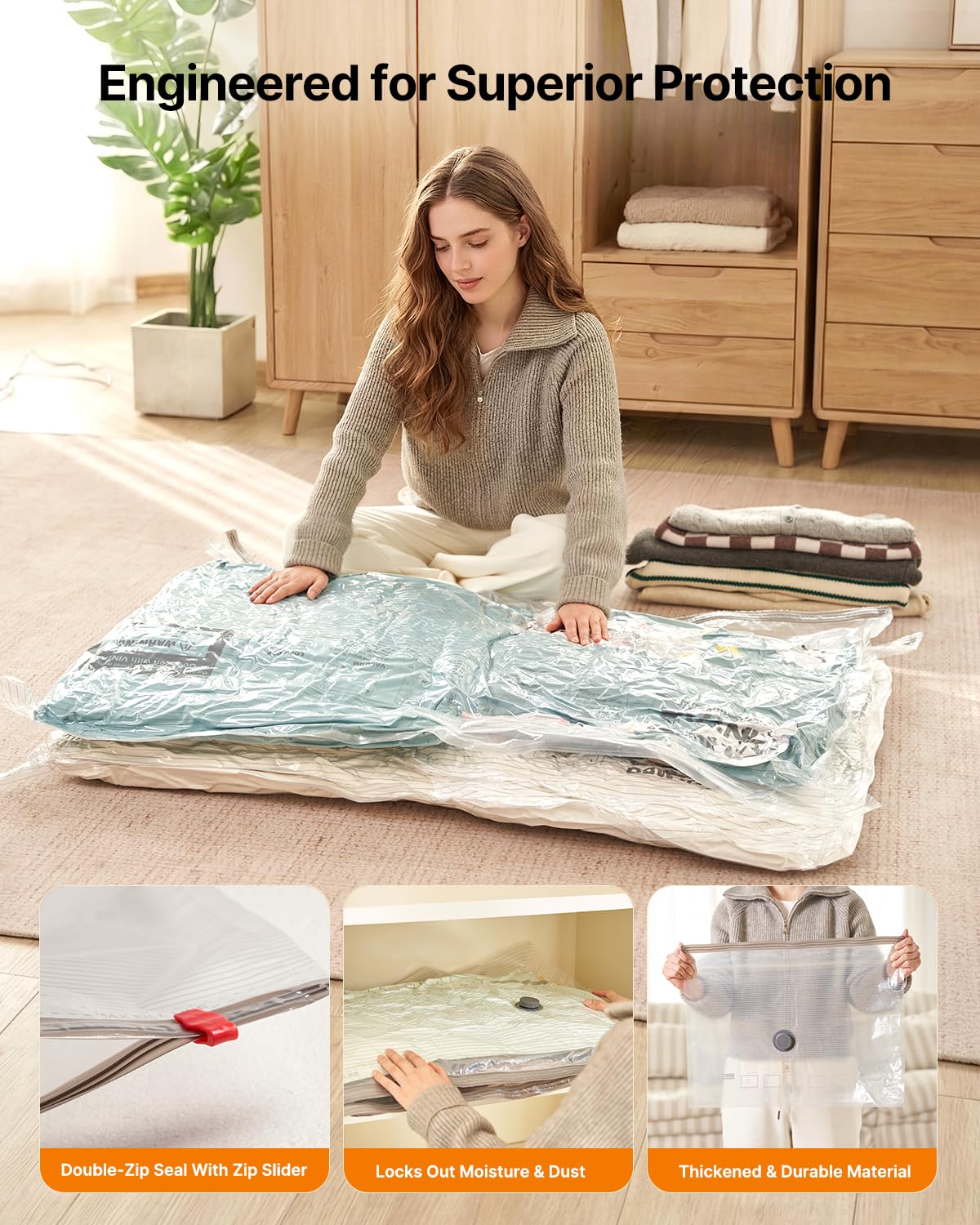VINTAR Extra Large Vacuum Storage Bags, 4 Pack 100x130cm