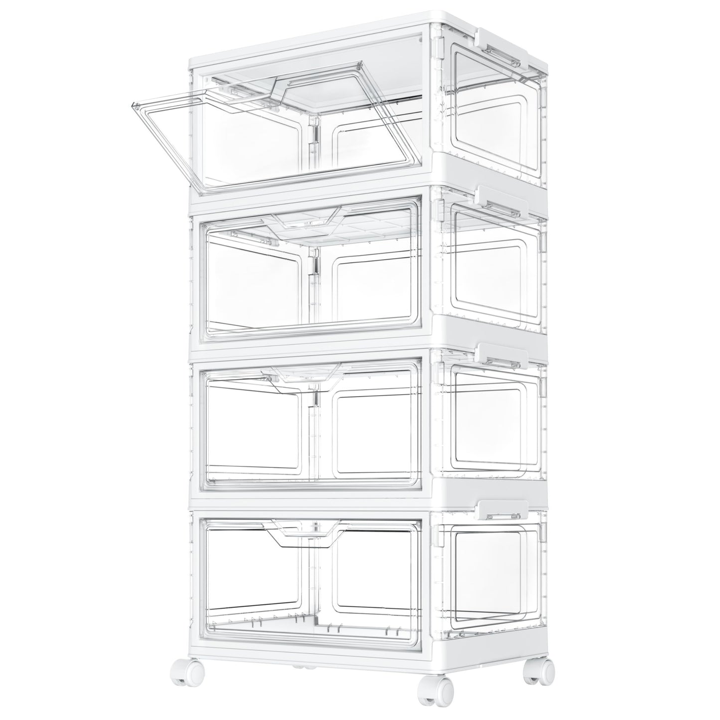StowBin Storage Boxes with Lid,Plastic Storage Bins with 1 Lid,23L*4 Tier