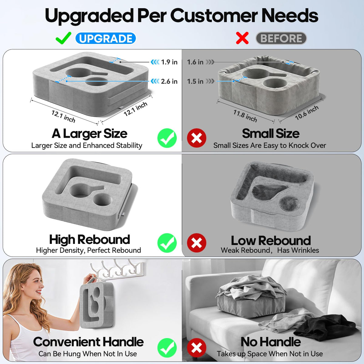 Heyife Couch Cup Holder Pillow with L-Shaped Tablet Slot, Sofa Cup Holder Tray for iPad, Kindle, Switch, Phone & Drink Holder