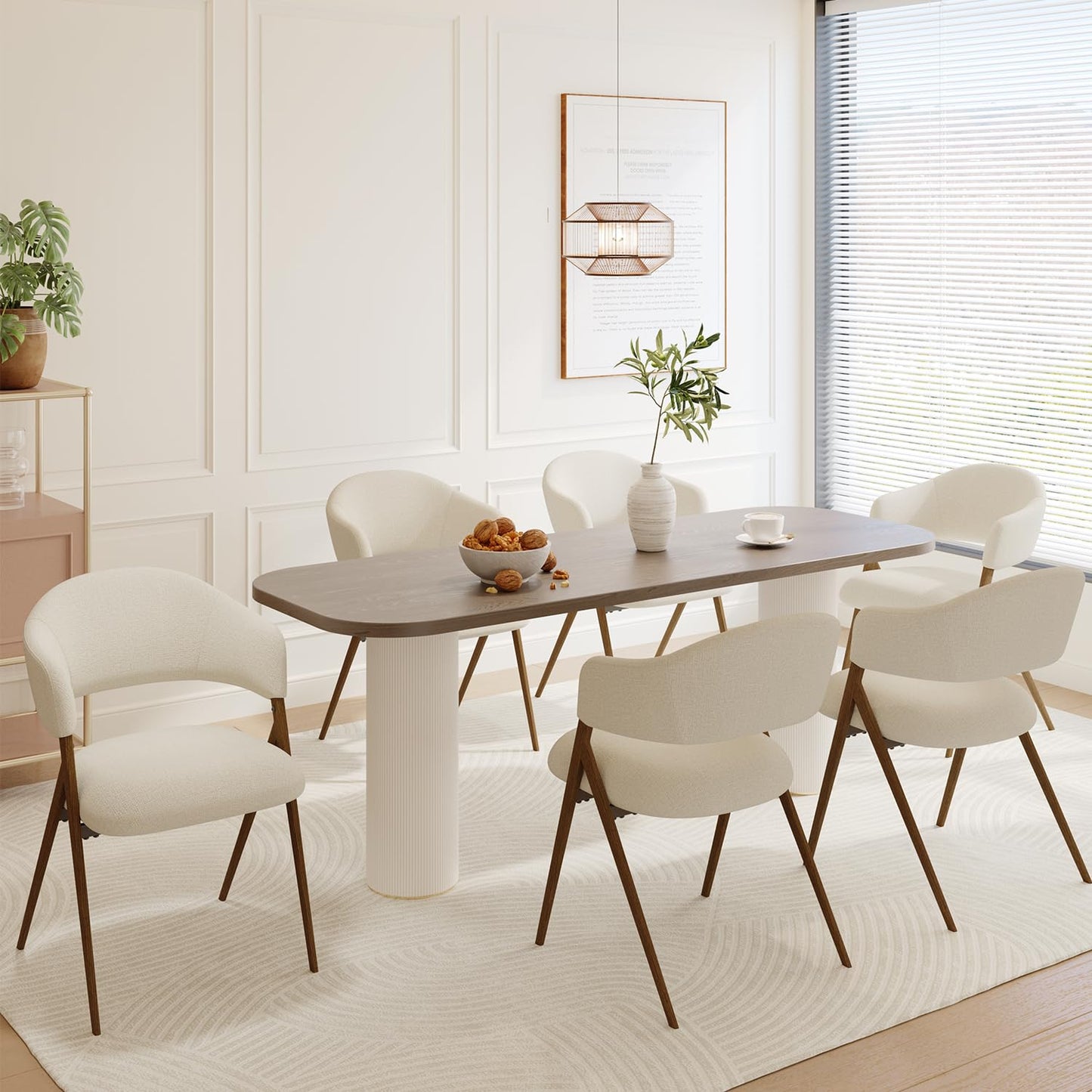 COLAMY Ergonomic Linen Dining Chair with 135° Recline, Breathable Cotton-Linen Fabric, Wooden-Look Metal Legs, 125kg Capacity