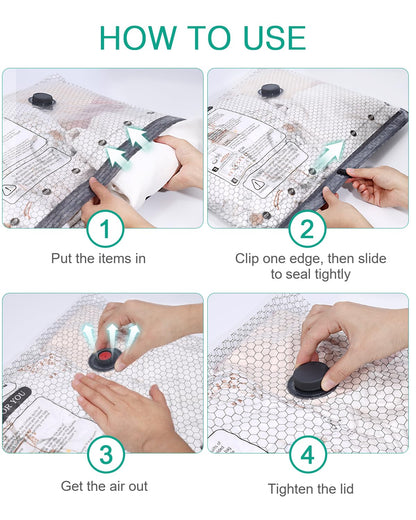 ORIA Vacuum Storage Bags, 6-Pack 2 Large, 2 Medium, 2 Small, Reusable Space Saver Vacuum Bags for Travel Clothes, Comforters, Bedding
