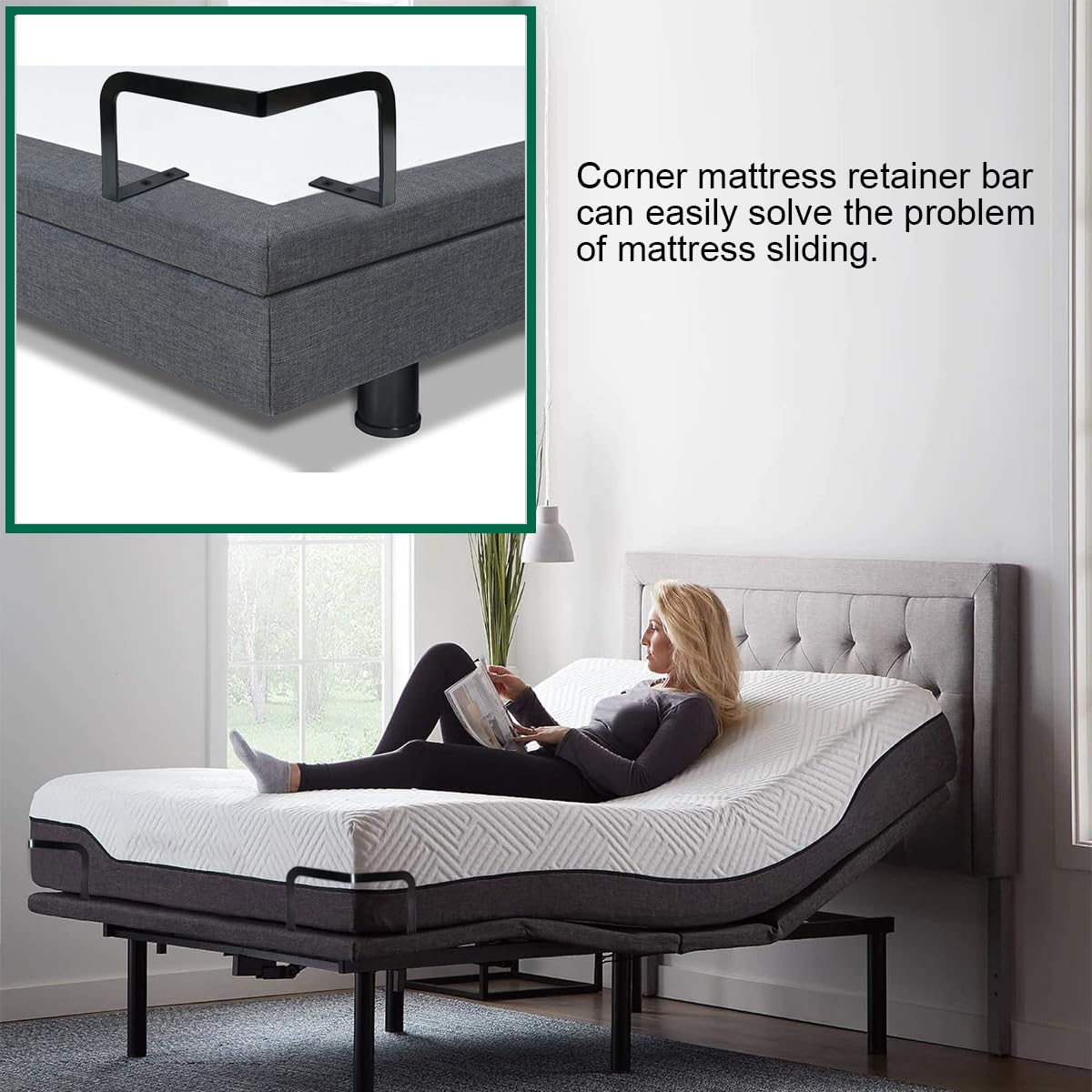 ANTEISI Mattress Retainer Bar, Set of 2, Black