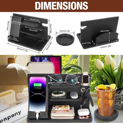 ELEVAT Gifts for Men Christmas Wood Phone Docking Station Desk Organizer Fathers Gifts Anniversary Birthday Gifts for him Xmas Presents for husband