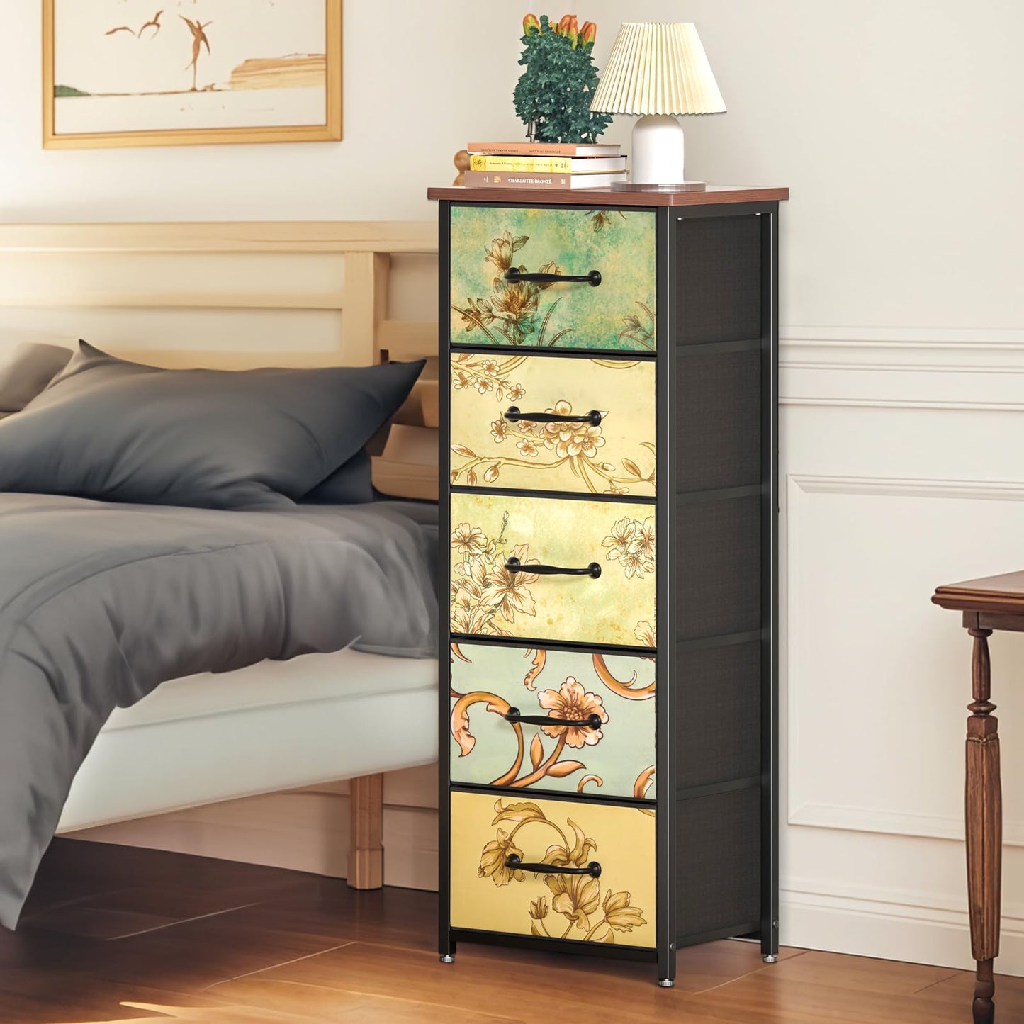 LNZHAO 5 Drawer Tall Chest of Drawers Bedroom