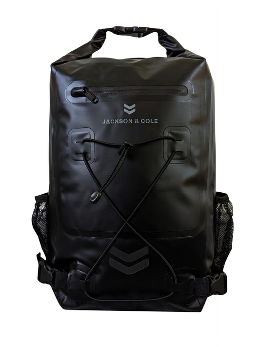 Jackson & Cole Waterproof Backpack - 25L Dry Bag Backpack - Rolltop, Reflective, Webbing for Watersports, Motorcycling, Camping, Hiking, Boating,