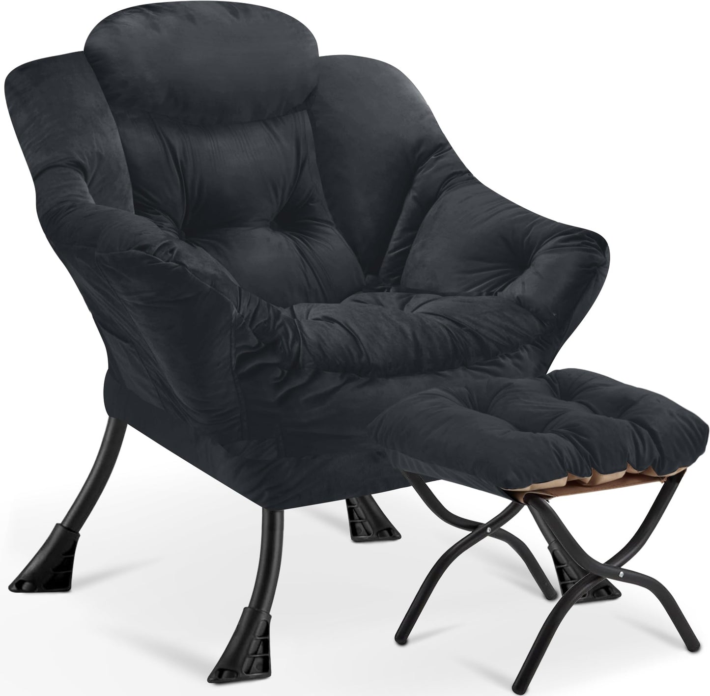 Buymoth Armchair Living Room Comfy Armchair Reading Chair with Footstool Lazy Accent Chairs Bedroom Cuddle Chairs