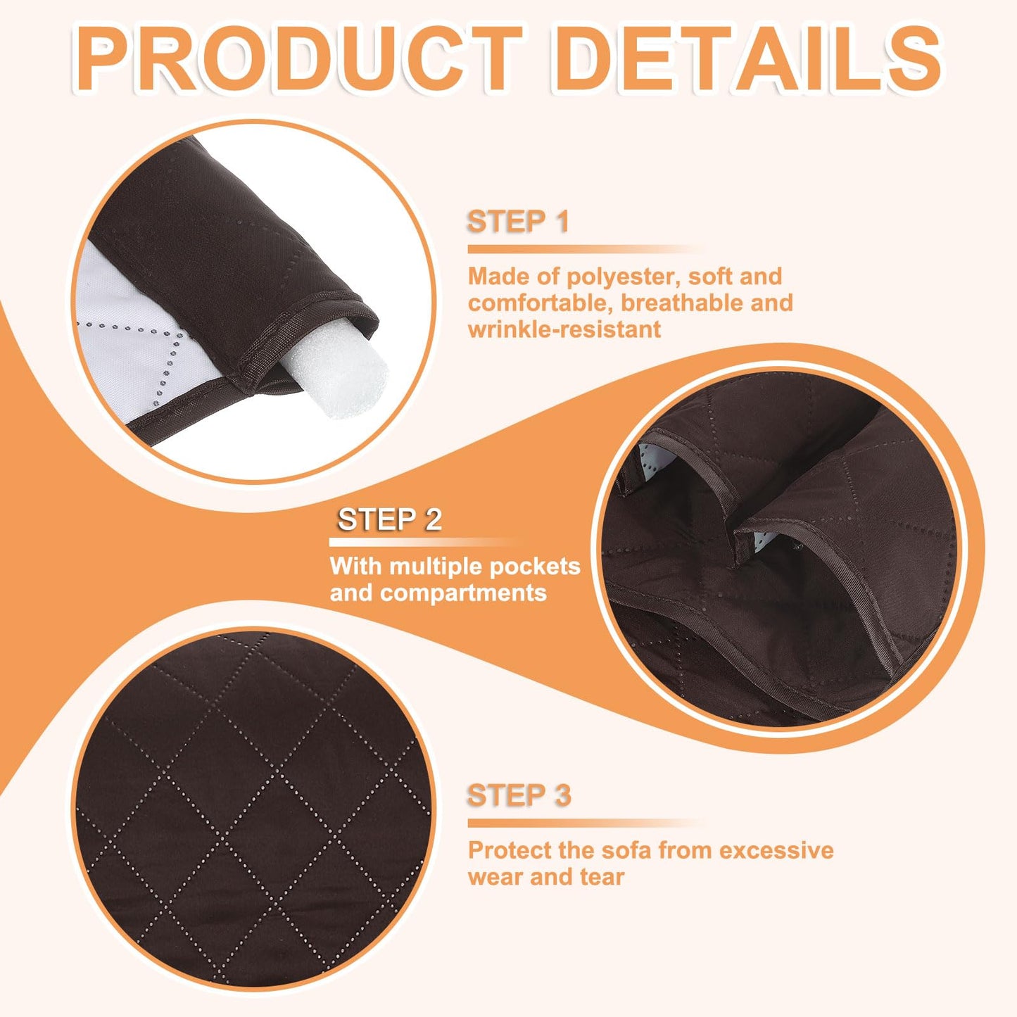 sourcing map 1 Pcs Recliner Armchair Caddy, Couch Armrest Organizer with 5 Pockets for Bedside Sofa Remote Control Holders Magazine Phone Book