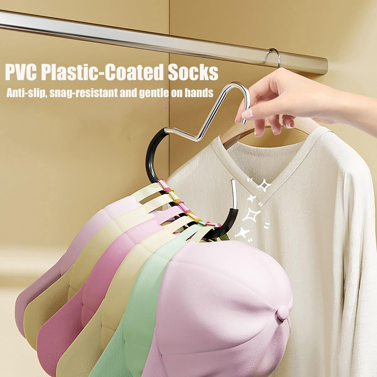 Non-Slip Scarf Ring Hangers 8-Pack | Stainless Steel Hijab Tie Belt Wardrobe Organizer with Anti-Snag Design for Closet Storage Accessories