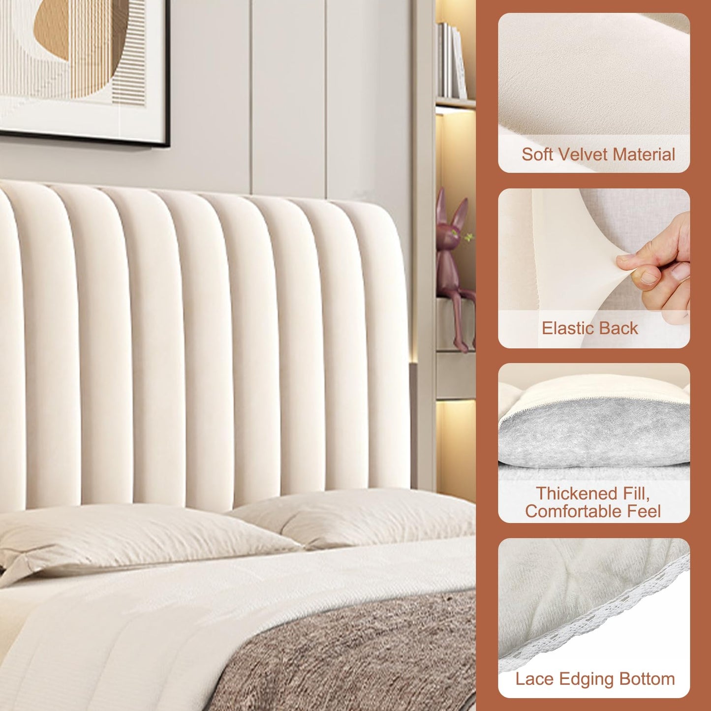 crayfomo Headboard Cover,150cm Padded Headboard Slipcover