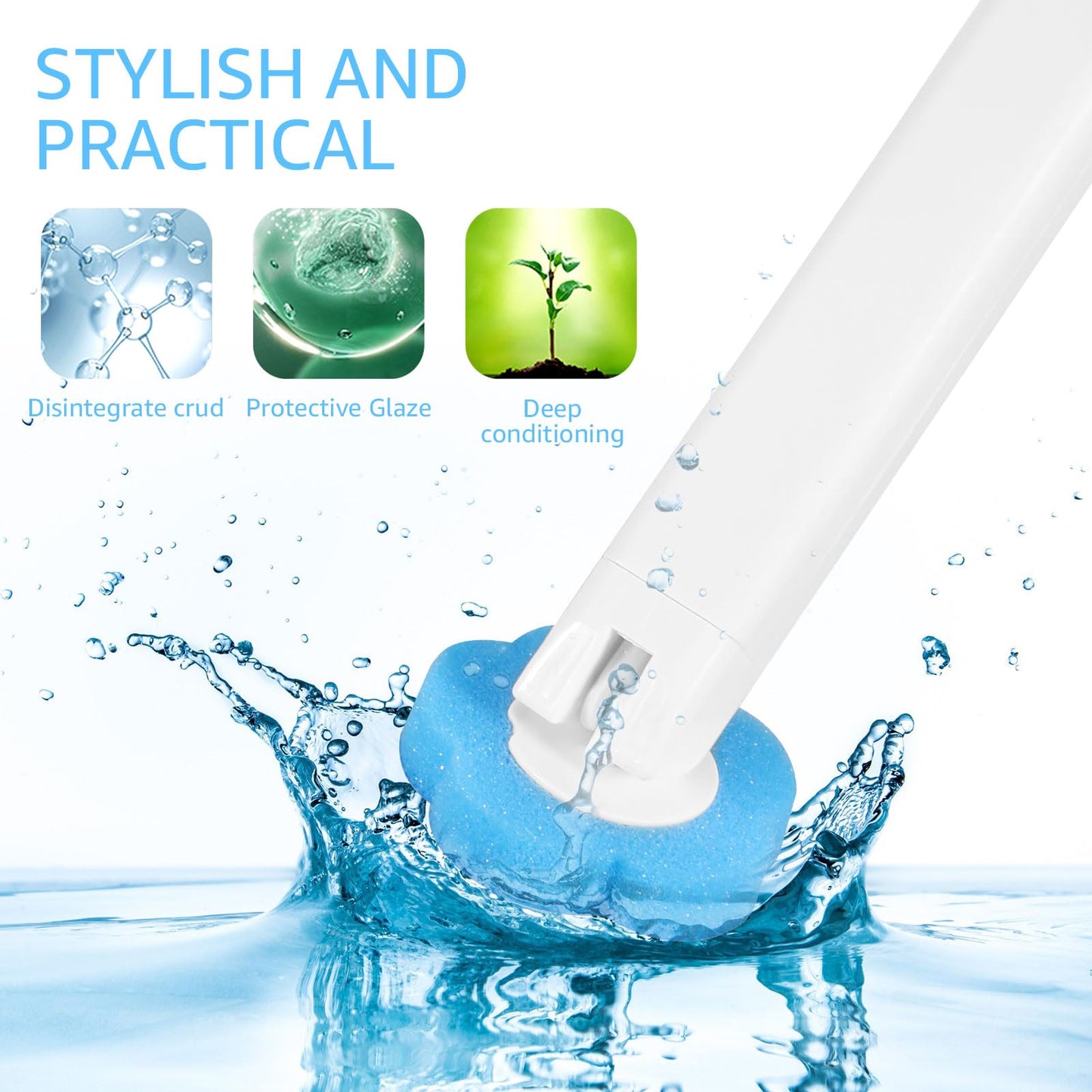 Toilet Wand Kit 30PCS Toilet Brush Replacement Head with Handle Wall-Mounted Holder Cleaner Set 360 Degree Toilets Cleaning System Toilets Bowl Brush