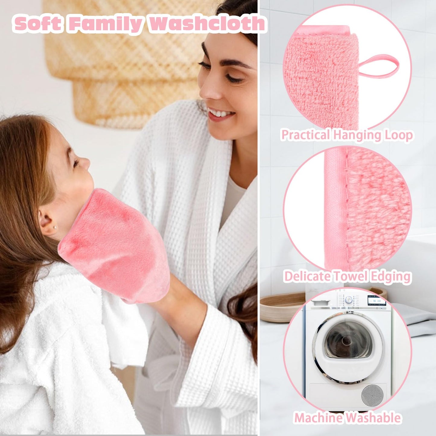 PHOGARY 6 Pack Microfiber Flannel Face Cloths Face Body Wash Cloth, Super Absorbent & Soft Facial Mitts, Reusable Makeup Remover Wash Gloves