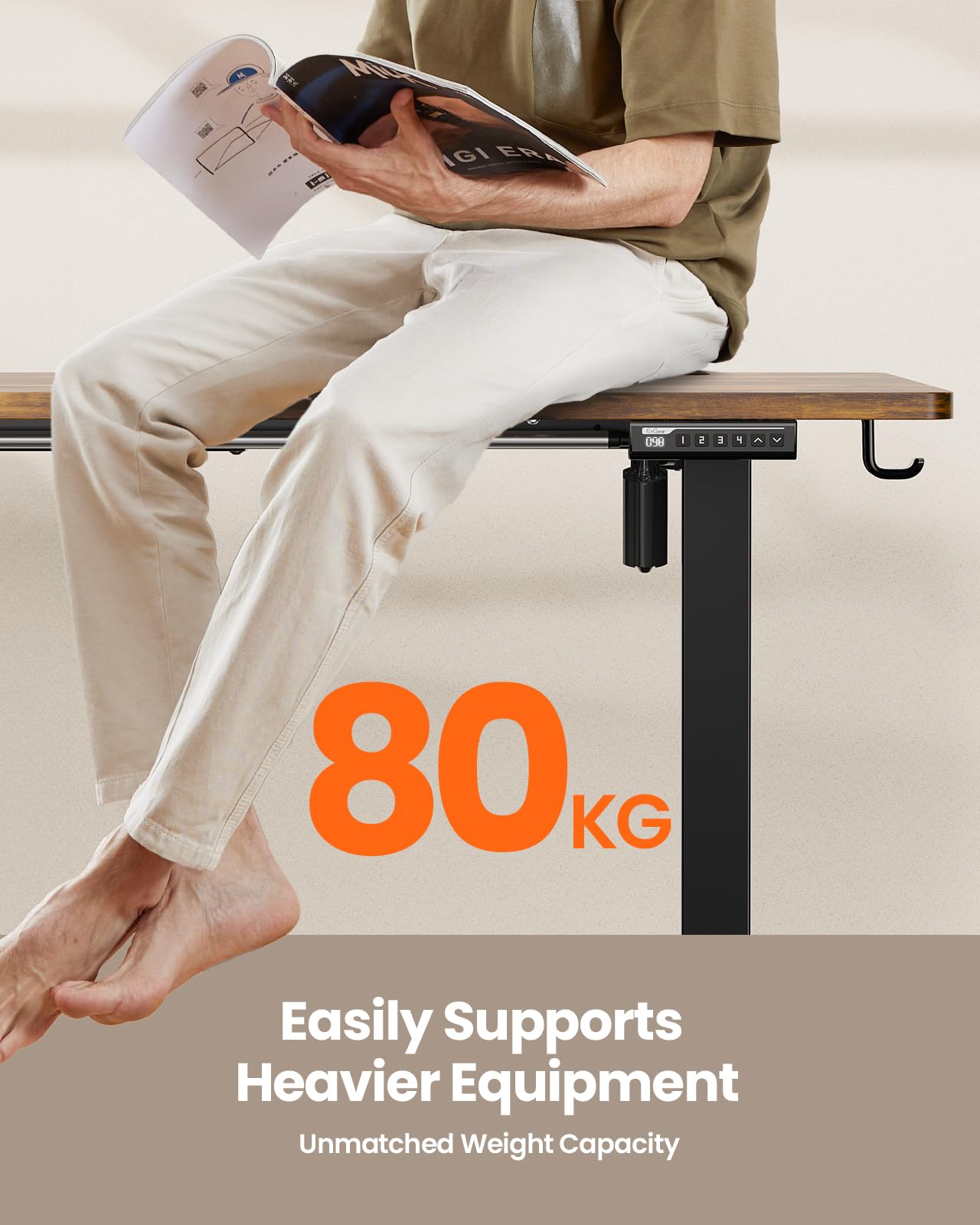 ErGear Electric Standing Desk 120 x 60cm 4 Memory with Splice Board