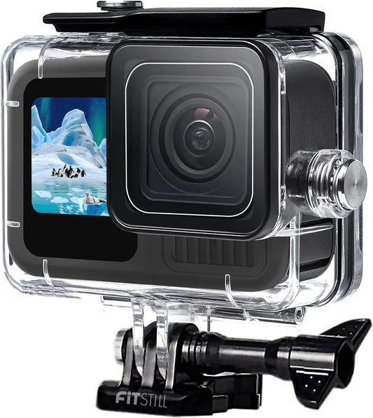 FitStill 60M/196FT Waterproof Case for Go Pro Hero 13/12/11/10/9 Black, Protective Underwater Dive Housing Shell with Bracket Accessories