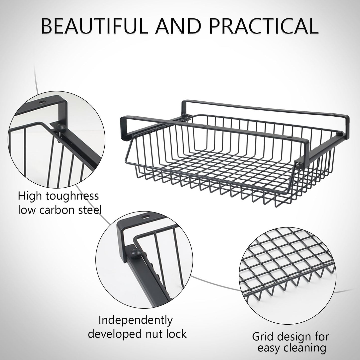 Gemsaya Under Desk Drawer Organiser, Self-Adhesive Hidden Pull Out Shelf Storage Drawer Box