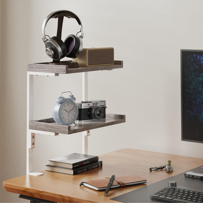 THYGIFTREE Clamp On Desk Shelf 2-Tier, Desk Extender Accessories for Office Gaming Accessories, Tabletop Book Storage Rack