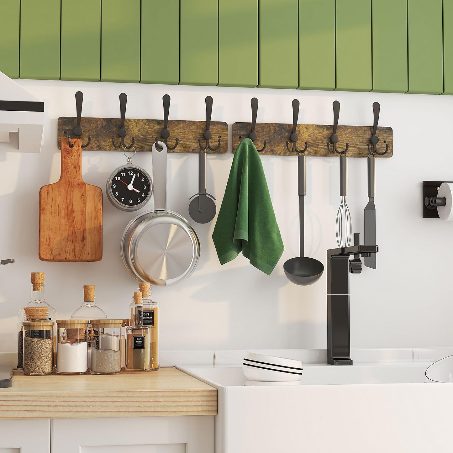 YMYNY Coat Hooks Wall Mounted, Rustic Brown HWS005H