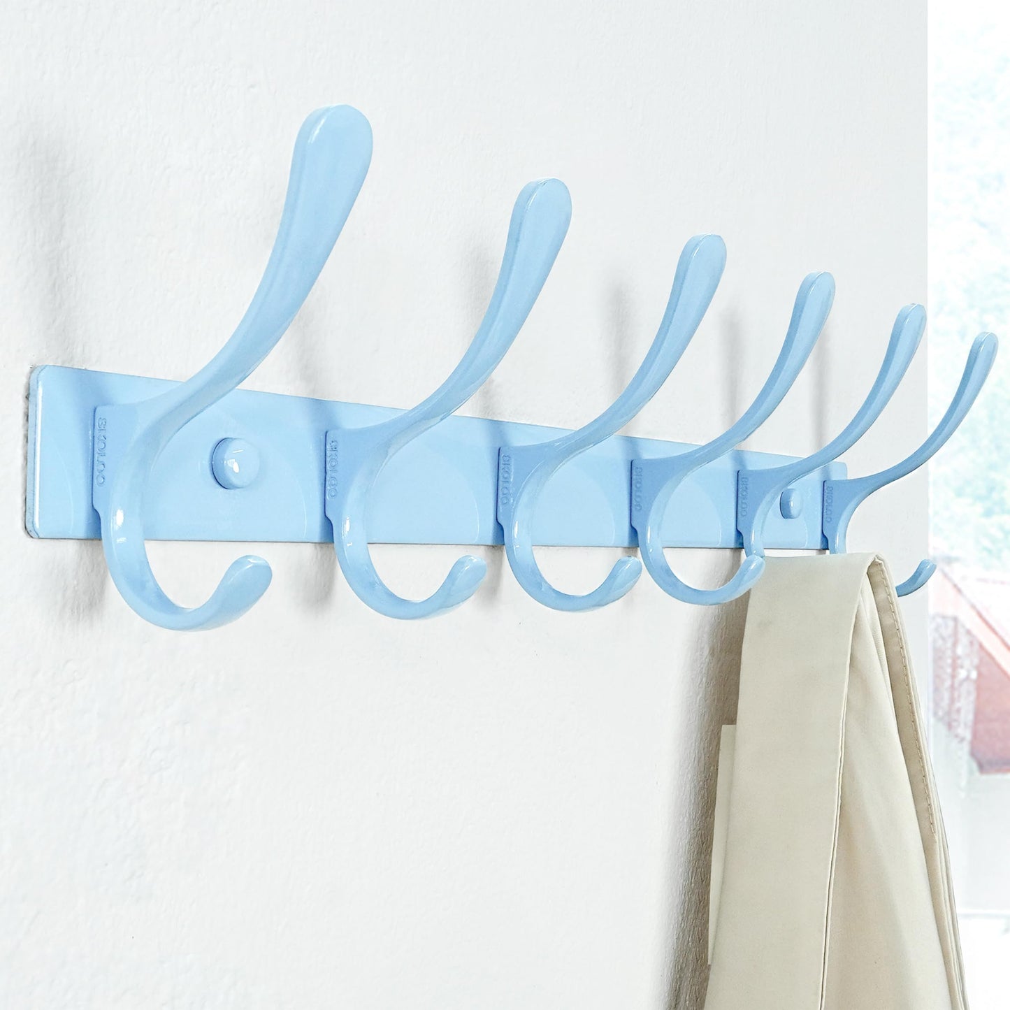 SKOLOO Coat Rack Wall Mounted - 6 Hooks, Heavy Duty, Stainless Steel, Metal Wall Coat Hanger, Sturdy Wall Hooks for Hanging Coat, Jacket, Clothes