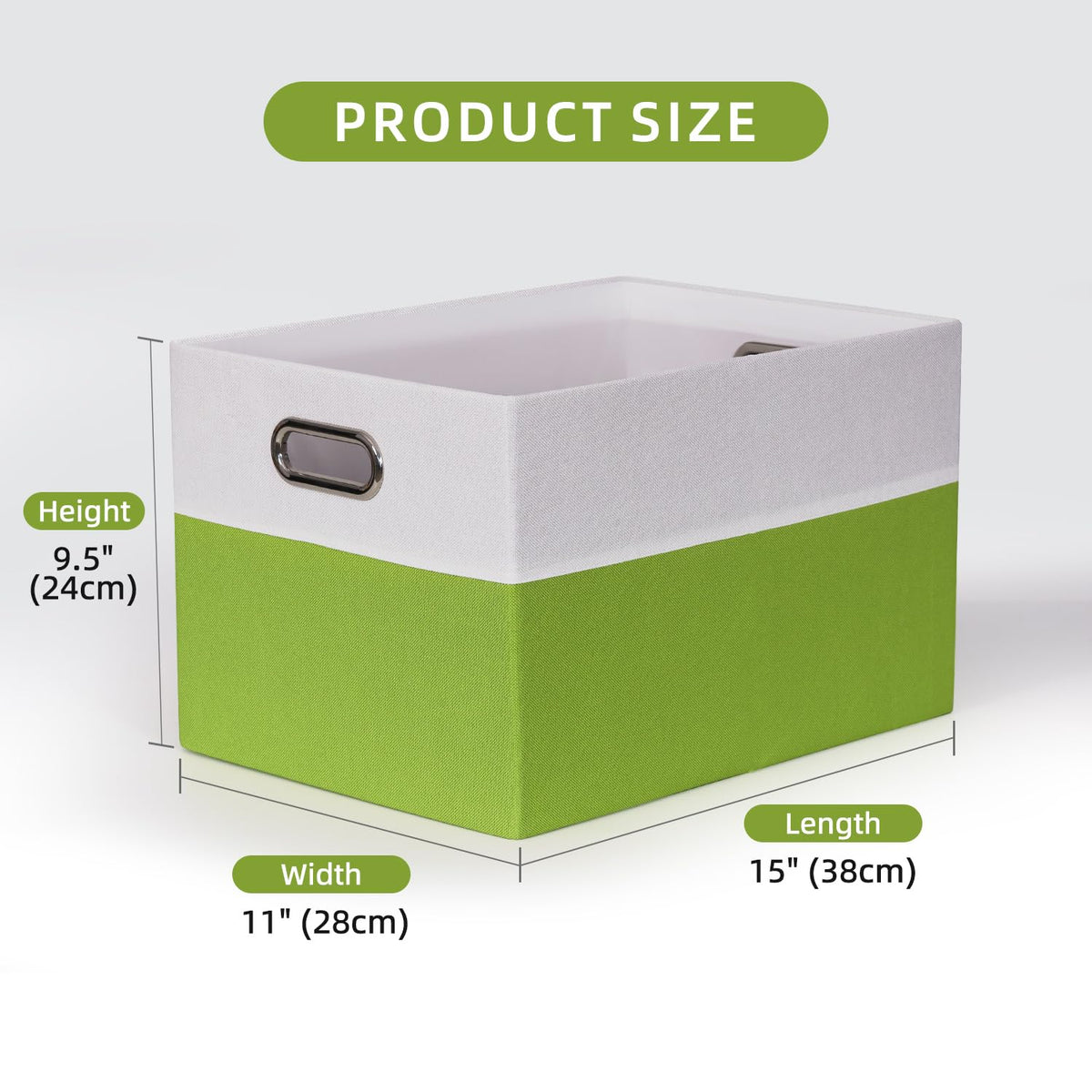 BinWhiz 3 Pack Clothing Storage Bins, Rectangle Large Storage Baskets with Metal Handle, Collapsible Storage Organiser Bins