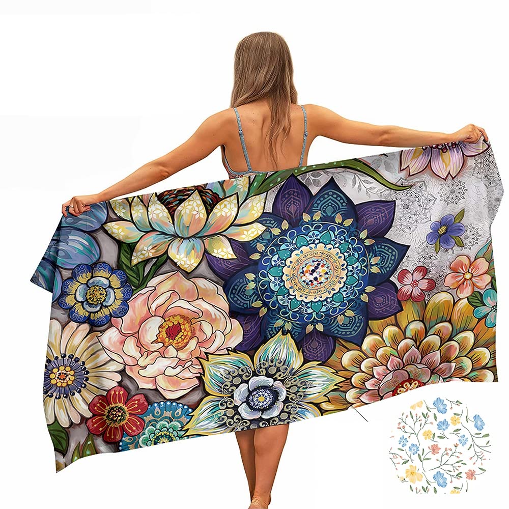 Ulticool Microfibre Towel – Flowers Nature Art – 160 x 80 cm – Lightweight Travel Towel Quick Drying Bath Towel Beach Towel Sauna Towel Microfibre