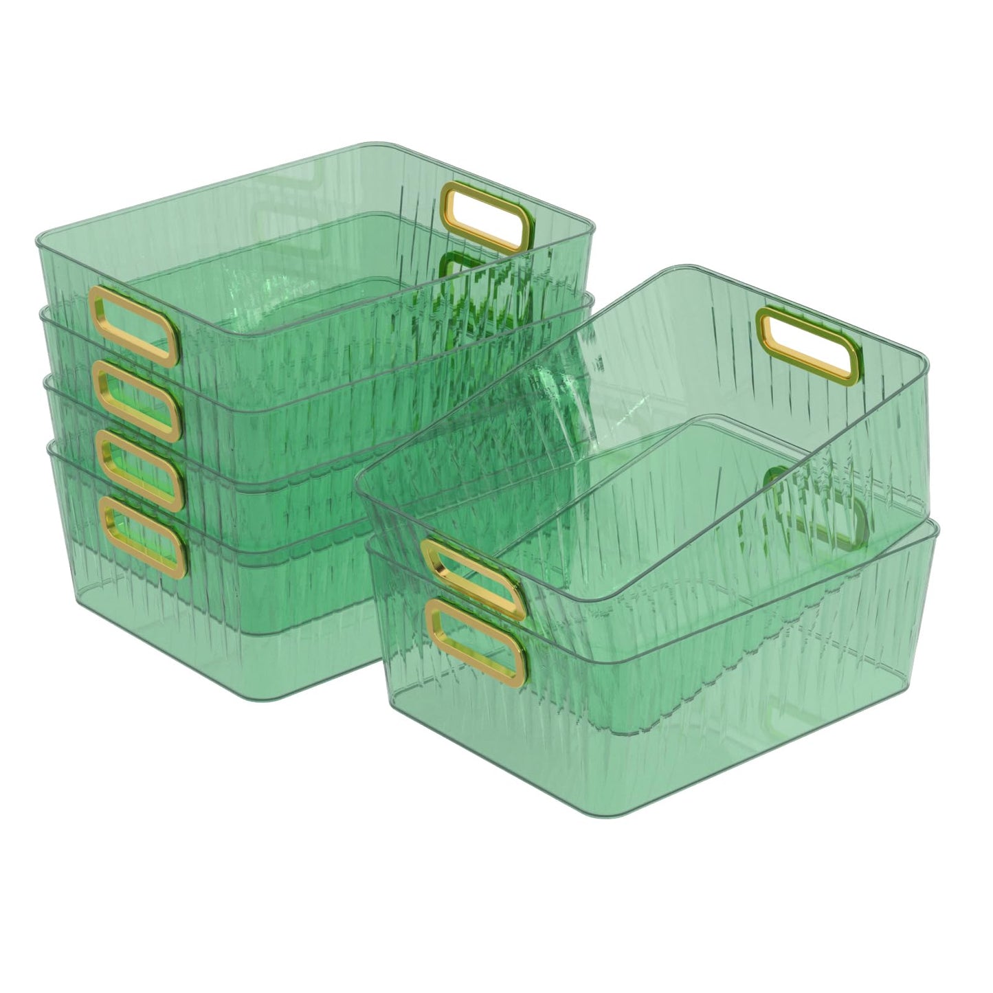 Readsky Green Clear Cosmetic Storage Basket, Plastic Clear Storage Bin, 6 Pack