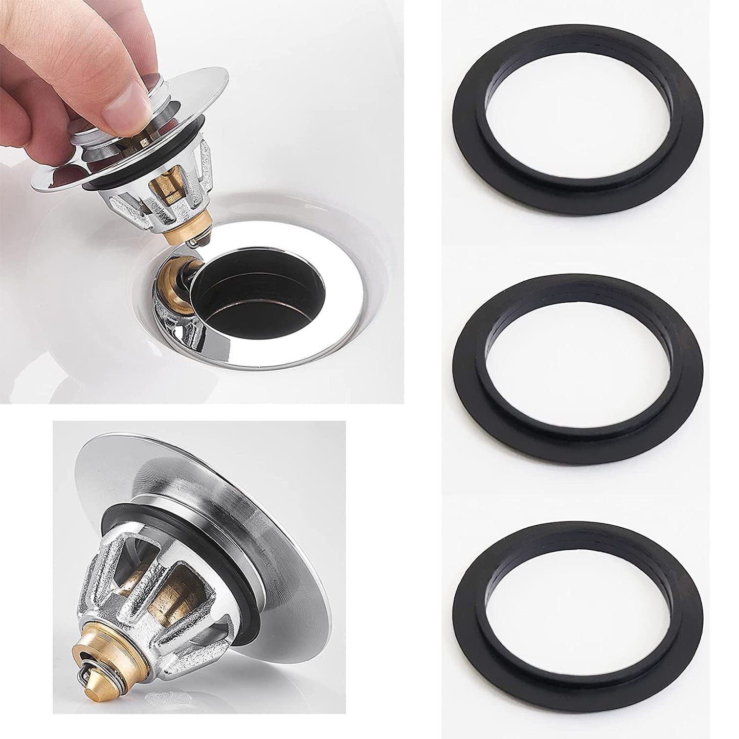 10Pcs Sink Plug O-Ring Spare Sealing Gaskets for Metal Basin Plugs and Pop up Bath Sink Basin Plug Inner Diameter 31.5mm Outer Diameter 38mm Silica