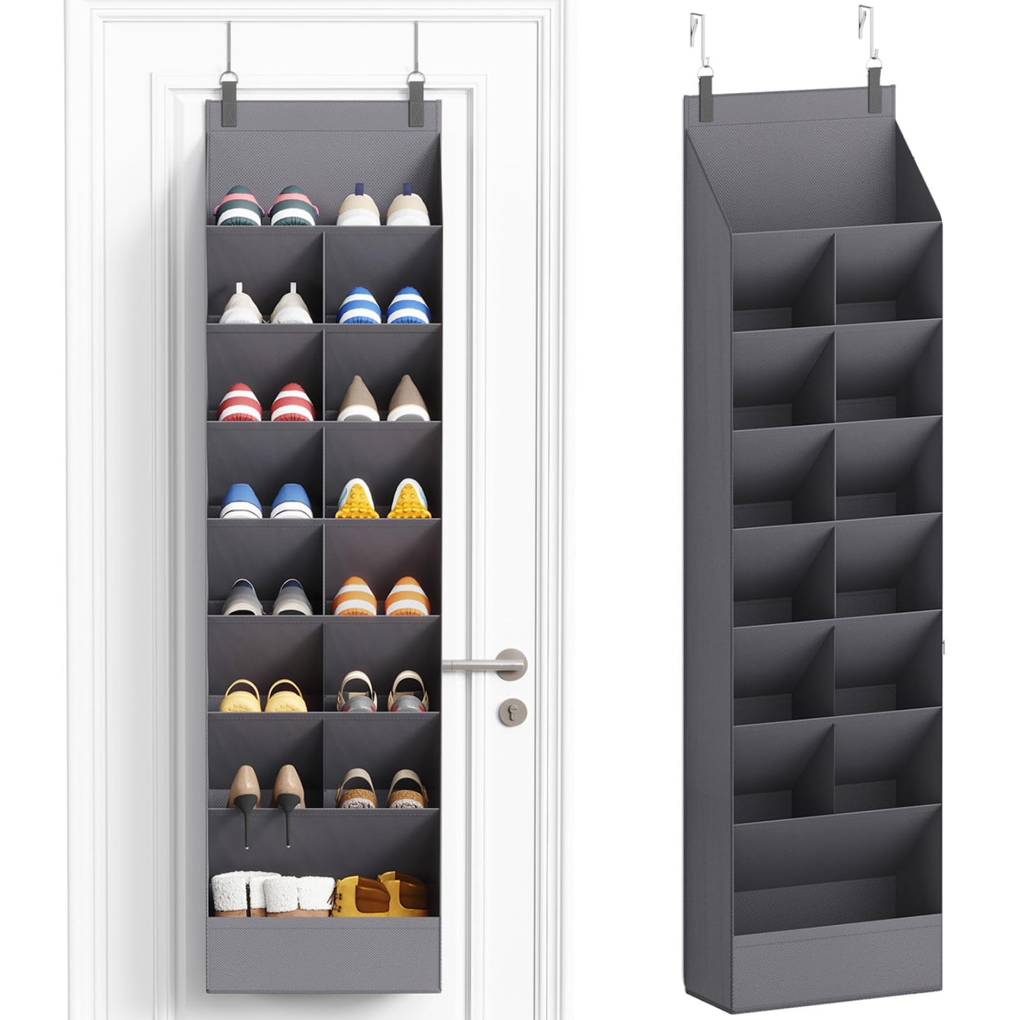 Lifewit 8 Tier Over the Door Shoe Organisers with 15 Deep Pockets, Fabric Hanging Wall Mounted Shoes Rack Behind Door Storage Organizer for Boots